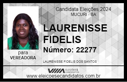 Candidato LAURENISSE FIDELIS 2024 - MUCURI - Eleições