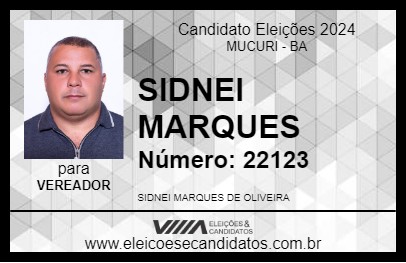 Candidato SIDNEI MARQUES 2024 - MUCURI - Eleições