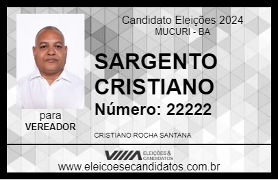 Candidato SARGENTO CRISTIANO 2024 - MUCURI - Eleições