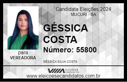 Candidato GÉSSICA COSTA 2024 - MUCURI - Eleições