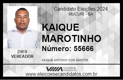 Candidato KAIQUE MAROTINHO 2024 - MUCURI - Eleições