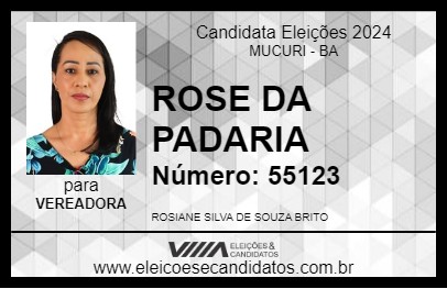 Candidato ROSE DA PADARIA 2024 - MUCURI - Eleições