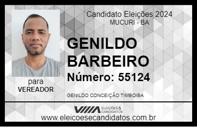 Candidato GENILDO BARBEIRO 2024 - MUCURI - Eleições