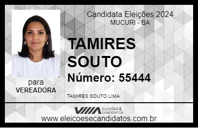 Candidato TAMIRES SOUTO 2024 - MUCURI - Eleições