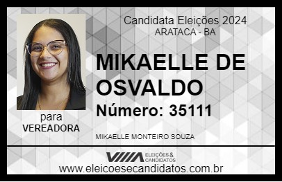 Candidato MIKAELLE DE OSVALDO 2024 - ARATACA - Eleições