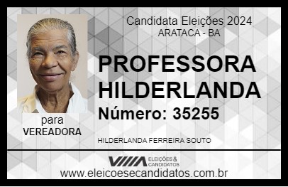 Candidato PROFESSORA HILDERLANDA 2024 - ARATACA - Eleições