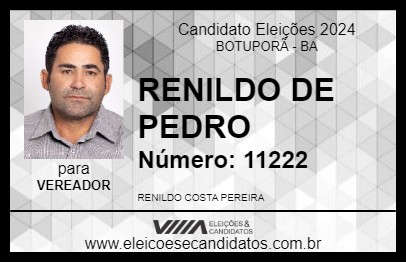 Candidato RENILDO DE PEDRO 2024 - BOTUPORÃ - Eleições