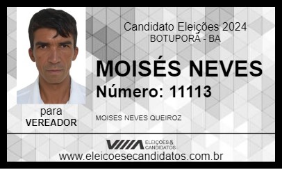 Candidato MOISÉS NEVES 2024 - BOTUPORÃ - Eleições