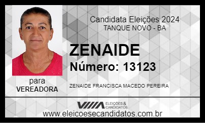 Candidato ZENAIDE 2024 - TANQUE NOVO - Eleições