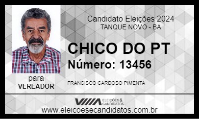 Candidato CHICO DO PT 2024 - TANQUE NOVO - Eleições