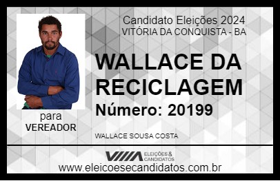 Candidato WALLACE DA RECICLAGEM 2024 - VITÓRIA DA CONQUISTA - Eleições