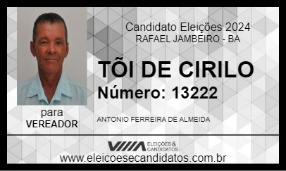 Candidato TÕI DE CIRILO 2024 - RAFAEL JAMBEIRO - Eleições