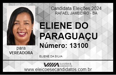 Candidato ELIENE DO PARAGUAÇU 2024 - RAFAEL JAMBEIRO - Eleições