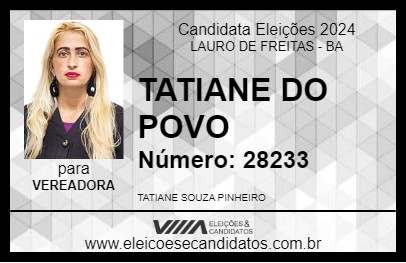 Candidato TATIANE DO POVO 2024 - LAURO DE FREITAS - Eleições