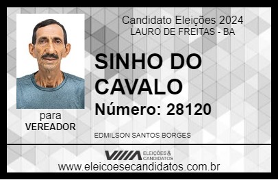 Candidato SINHO DO CAVALO 2024 - LAURO DE FREITAS - Eleições