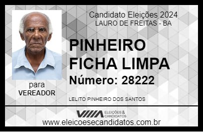 Candidato PINHEIRO FICHA LIMPA 2024 - LAURO DE FREITAS - Eleições