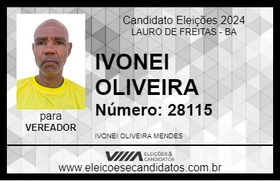 Candidato IVONEI OLIVEIRA 2024 - LAURO DE FREITAS - Eleições