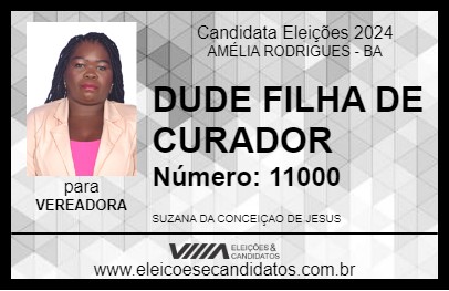 Candidato DUDE FILHA DE CURADOR 2024 - AMÉLIA RODRIGUES - Eleições