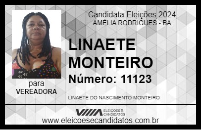 Candidato LINAETE MONTEIRO 2024 - AMÉLIA RODRIGUES - Eleições