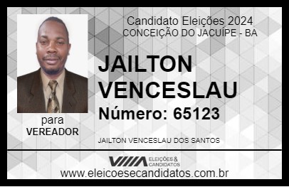 Candidato JAILTON VENCESLAU 2024 - CONCEIÇÃO DO JACUÍPE - Eleições