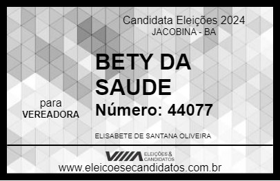 Candidato BETY DA SAUDE 2024 - JACOBINA - Eleições