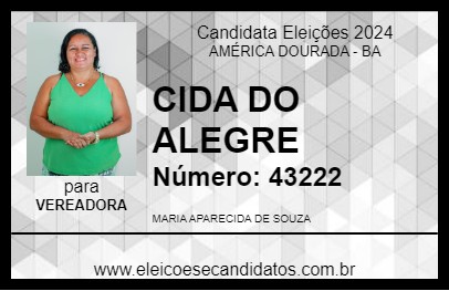 Candidato CIDA DO ALEGRE 2024 - AMÉRICA DOURADA - Eleições