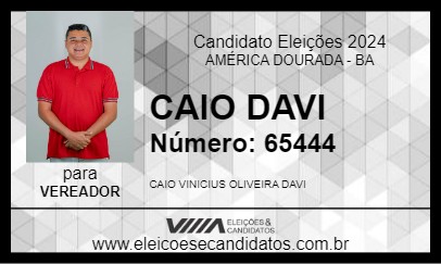 Candidato CAIO DAVI 2024 - AMÉRICA DOURADA - Eleições