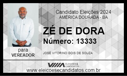 Candidato ZÉ DE DORA 2024 - AMÉRICA DOURADA - Eleições