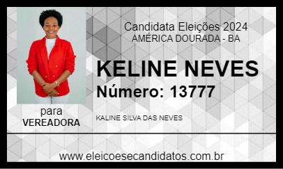 Candidato KELINE NEVES 2024 - AMÉRICA DOURADA - Eleições