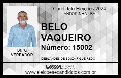 Candidato BELO VAQUEIRO 2024 - ANDORINHA - Eleições