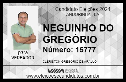 Candidato NEGUINHO DO GREGÓRIO 2024 - ANDORINHA - Eleições