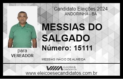 Candidato MESSIAS DO SALGADO 2024 - ANDORINHA - Eleições