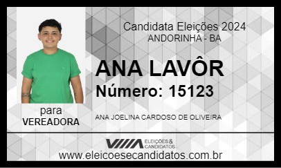 Candidato ANA LAVÔR 2024 - ANDORINHA - Eleições