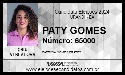 Candidato PATY GOMES 2024 - URANDI - Eleições