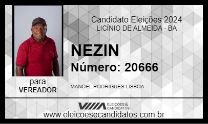 Candidato NEZIN 2024 - LICÍNIO DE ALMEIDA - Eleições