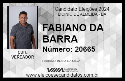 Candidato FABIANO DA BARRA 2024 - LICÍNIO DE ALMEIDA - Eleições