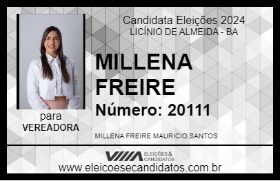 Candidato MILLENA FREIRE 2024 - LICÍNIO DE ALMEIDA - Eleições