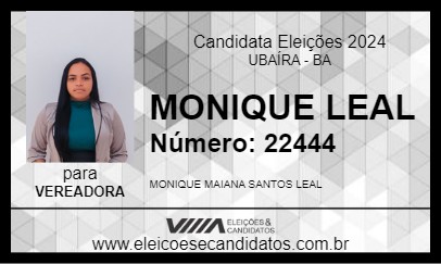 Candidato MONIQUE LEAL 2024 - UBAÍRA - Eleições