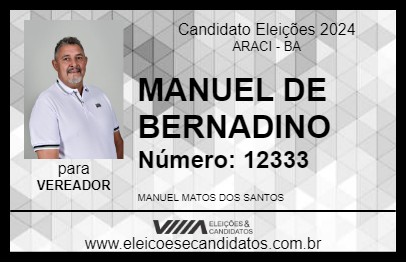 Candidato MANUEL DE BERNADINO  2024 - ARACI - Eleições