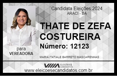 Candidato TATI DE ZEFA COSTUREIRA 2024 - ARACI - Eleições