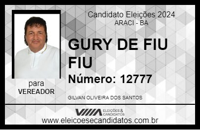 Candidato GURY DE FIU FIU 2024 - ARACI - Eleições