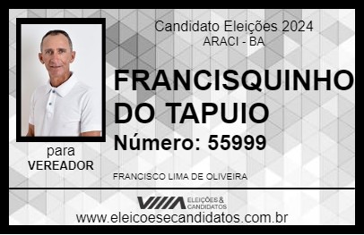 Candidato FRANCISQUINHO DO TAPUIO 2024 - ARACI - Eleições