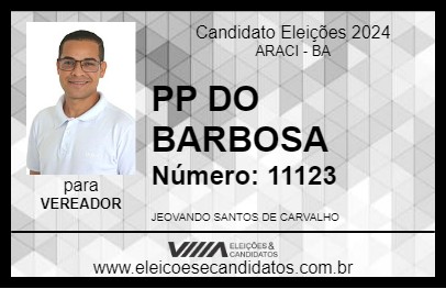 Candidato PP DO BARBOSA  2024 - ARACI - Eleições