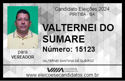 Candidato VALTERNEI DO SUMARE 2024 - PIRITIBA - Eleições