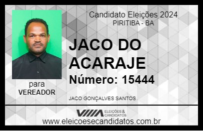 Candidato JACO DO ACARAJE 2024 - PIRITIBA - Eleições