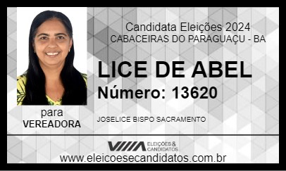 Candidato LICE DE ABEL 2024 - CABACEIRAS DO PARAGUAÇU - Eleições