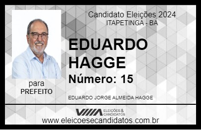 Candidato EDUARDO HAGGE 2024 - ITAPETINGA - Eleições