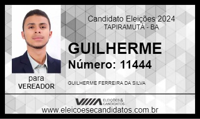 Candidato GUILHERME 2024 - TAPIRAMUTÁ - Eleições