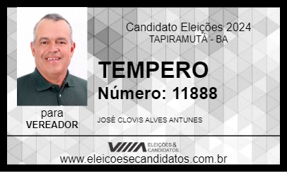 Candidato TEMPERO 2024 - TAPIRAMUTÁ - Eleições