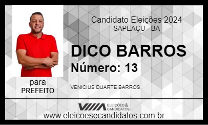 Candidato DICO BARROS 2024 - SAPEAÇU - Eleições